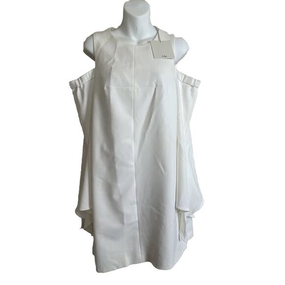 NWT Tibi Ivory‎ Crepe Shoulder Cutout Shift Dress Size 10 Fairy Coquette - Picture 3 of 9